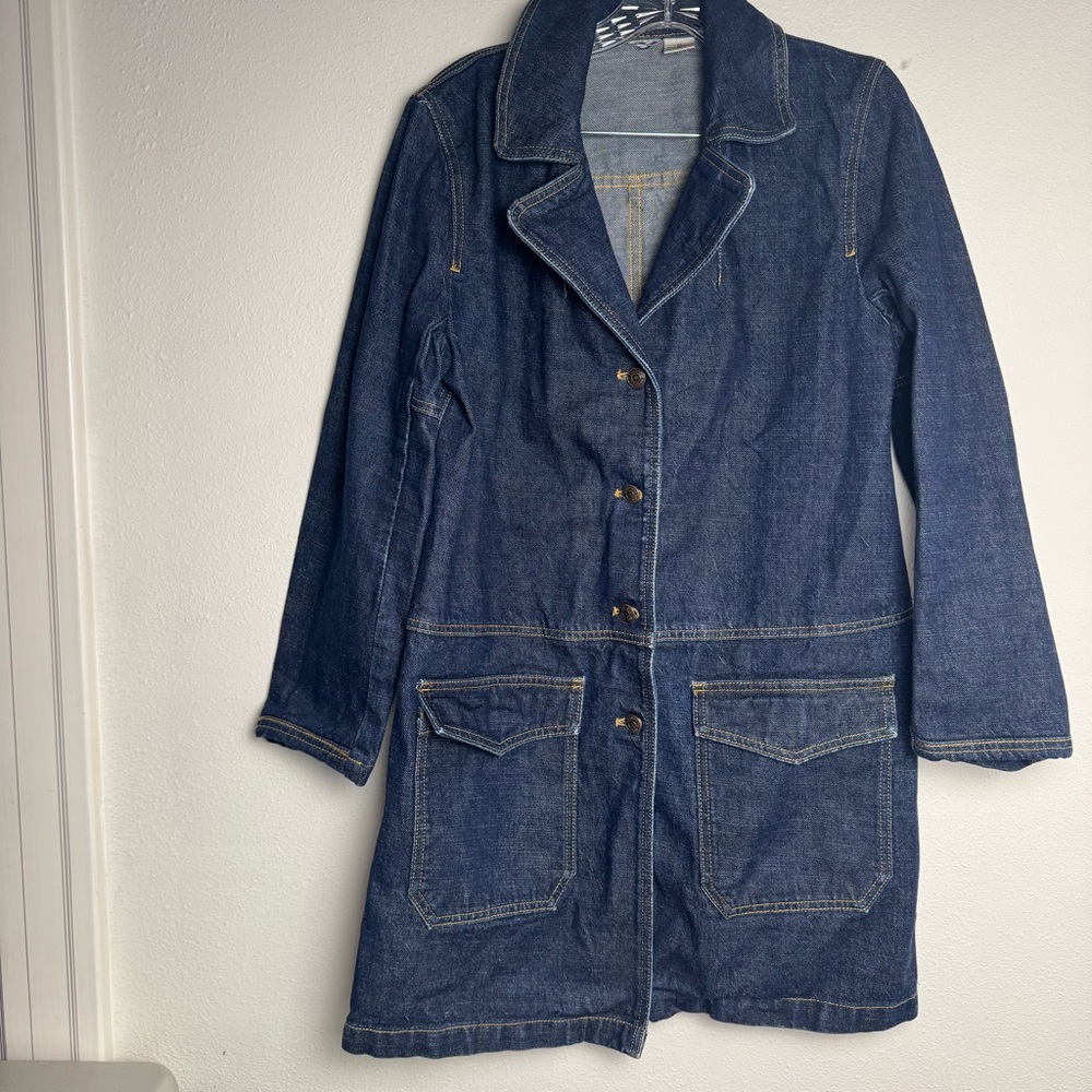 DKNY Vintage Dark Blue Denim Jacket Coat 2000s 00s Y2K Western Preppy workwear